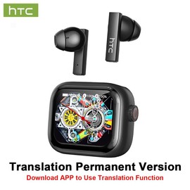 HTC NE40 Translation Bluetooth 6.0 Earphones LED Display High Fidelity Waterproof Wireless Earphones, Translation in 134 Languages With APP, TWS Touch Control Earbuds, Suitable for Office, Sports, Study and Audio Calls | Built-in Microphone | AI Earphones:_Black