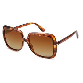 VANLINKER Polarized Oversized Big Trendy Square 70s Sunglasses for Women Retro Vintage Shades VL9836,Tortoise
