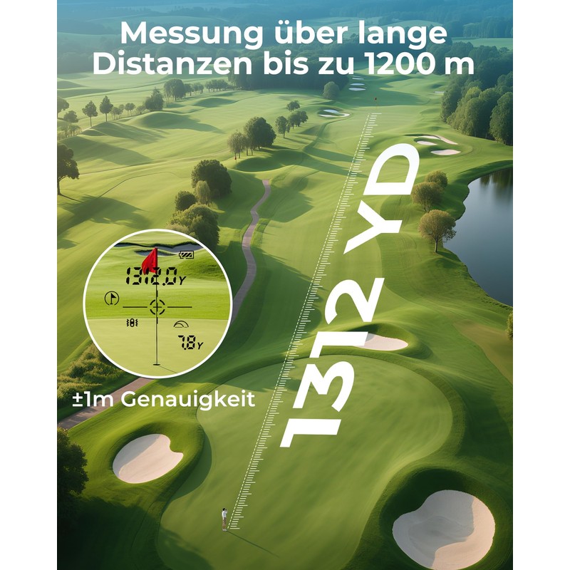 CIGMAN 1312Y Laser Golf Rangefinder with Side Touch Screen, Tilt