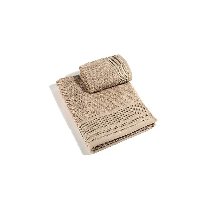 Caleffi Gim Asciugamano con Ospite, Cotone, Cammello, CM. 40X55+60X100, 58839