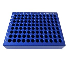 96 Well Aluminum Cooling Block, PCR Plate Cooler for 0.2 mL and 0.5ml PCR Tubes, Stripes, and 96-Wells Plates, 8 x 12 Array, Pack of One