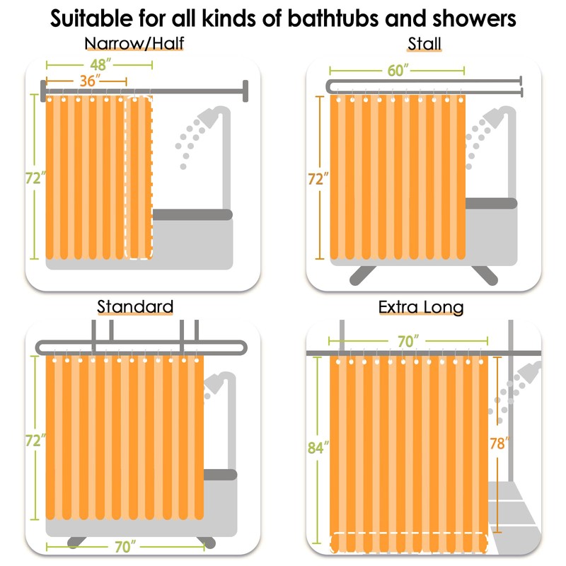 jinchan Small Stall Shower Curtain 48x72 inches Green and White