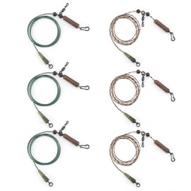 Alwonder 6 x Pre-tied Carp Rigs for Anti Tangle Carp Fishing Helicopter Rigs Set up Carp Fishing Accessories Ready Action Leadcore Leaders for Weedy or Silty Bottom Rigs