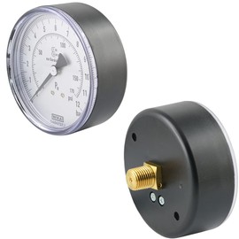 Fittingteile - Manometer für Reifenfüller 0 bis 12 bar (R 1/4") 80 mm Waagerecht Druckluft WIKA (Gewindegröße: R 1/4")