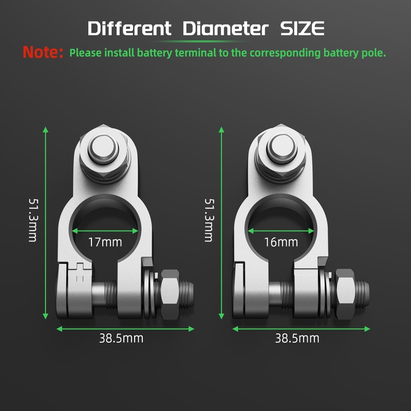 Battery Terminal Connectors Kit, Heavy Duty Positive Negative Auto Car