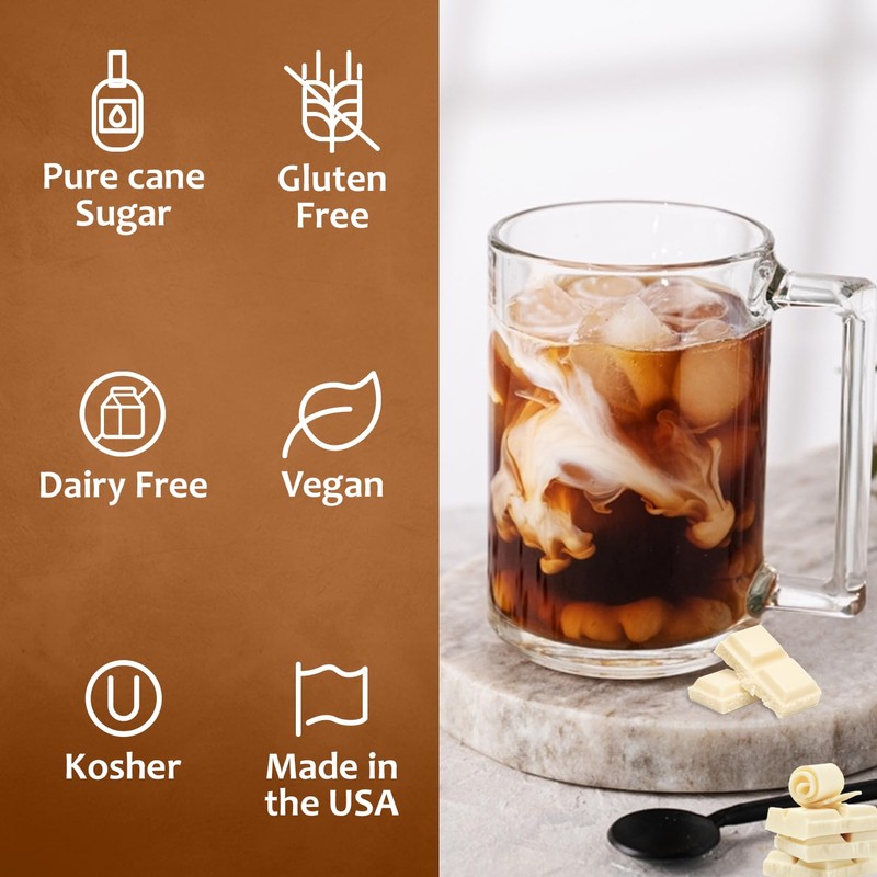 Syruvia Coffee Syrup, White Chocolate Flavored Syrup for Drinks, Lattes,