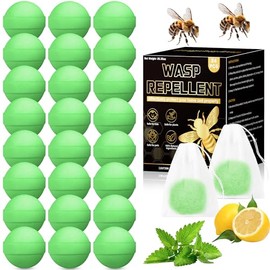 24 Pack Peppermint Oil Wasp & Bee Repellent Outdoor, Natural Carpenter Bee Repellent for Yellow Jackets, Hornets, Mud Wasps Deterrent for Indoor Outdoor Patio Garden Porch, Pet and Human Safe
