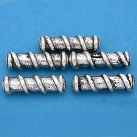 15g Bali Spiral Tube Beads Antq Silver PLT 22.5mm App 4