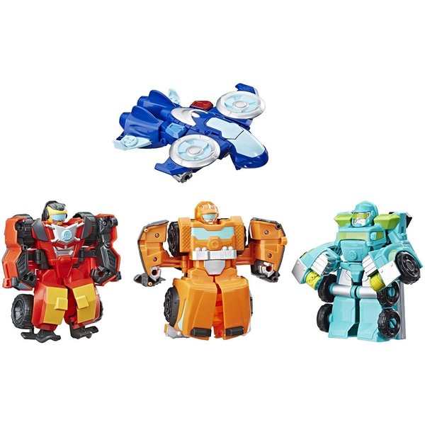 Playskool Heroes Transformers Rescue Bots Academy Rescue Team Pack, 4 Collectible 4.5" Converting Action Figures, Toys for Kids Ages 3 & Up, Brown (E5099)