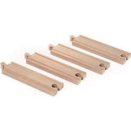 Woodyland Railway Straight Extension Set (Medium, 4-Piece, Multi-Colour)