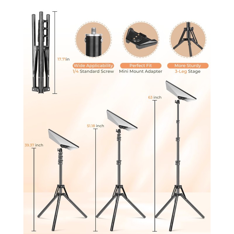 Starlink Mini Tripod Mount with Adapter, 3 Level Adjustable Height