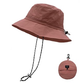 lifwimner Sun Hat Women's Men's Fishing Hat with Chin Strap Waterproof Bucket Women's Quick Dry Packable Hat Summer Outdoor Activities, brick red