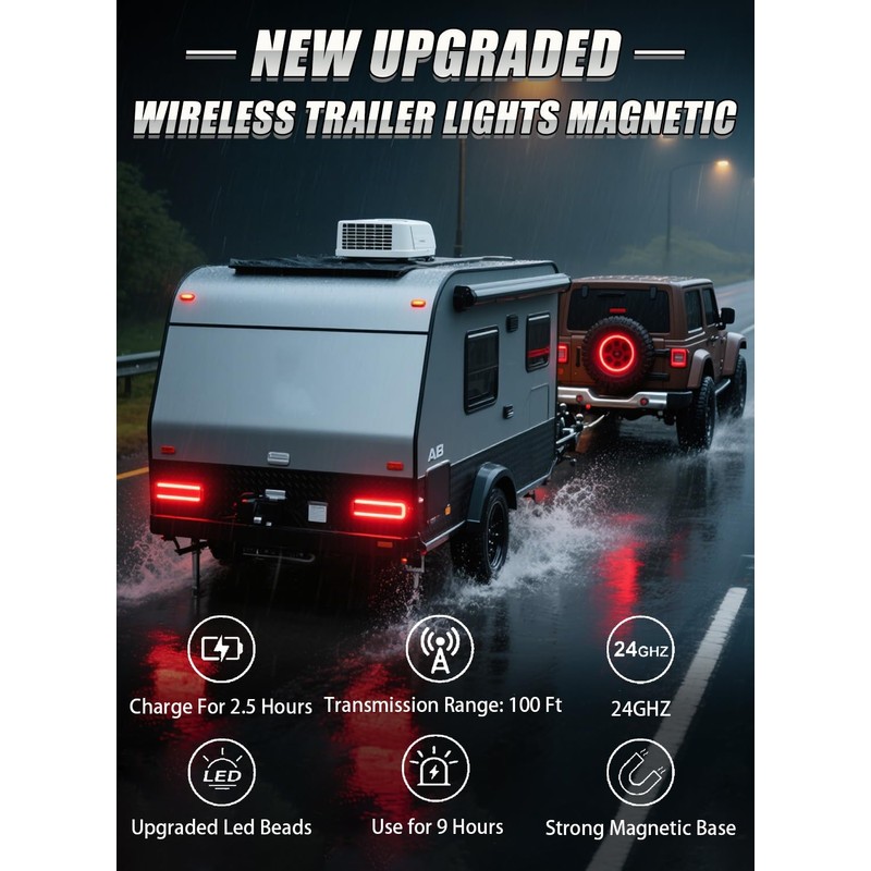 OOGKA Wireless Trailer Lights Magnetic, Portable Wireless Trailer Lights Kit,