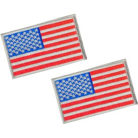 2PCS Premium Iron On USA US American Flag Tactical Patches with Iron On Backing for Backpacks Caps Hats Jackets Pants (2-Gray)