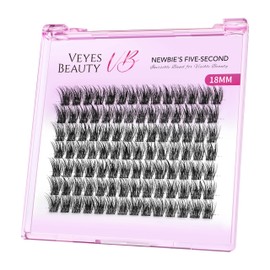 VEYESBEAUTY Lash Clusters Eyelashes Extensions Newbie's Five-Second Layered False Eyelashes Wispy Fluffy Dreamy 18mm Single Length