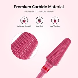 MelodySusie Professional Tornado Nail Drill Bits, 3/32'' Carbide Tungsten Multi-function Bits, Suitable for Manicure Pedicure Cuticle Gel Polishing, Salon Bits, Pink Blossom, Series Bit-X, Fine