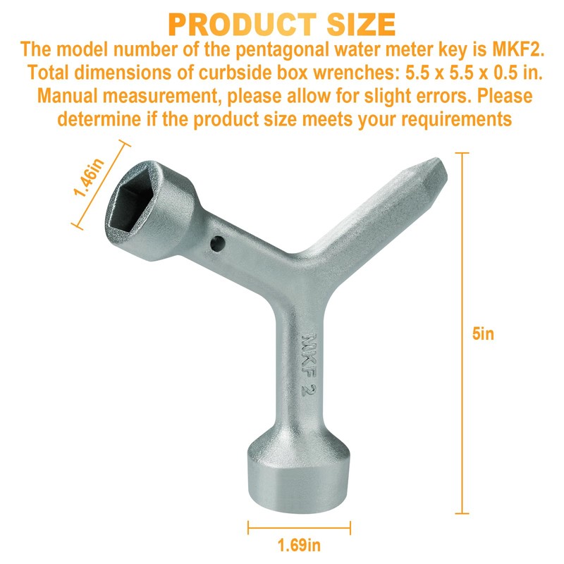 VIDABTE MKF2 Meter Curb Box Key triangle curb box wrench,Electric