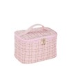 GOSATYUM Plaid Travel Makeup Bag, Portable Toiletries Organizer, Bathroom Storage Case (Pink)
