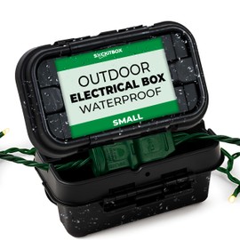 Sockitbox Original Outdoor Electric Box Waterproof - Small Outdoor Extention Cord Cover with 6 Cable Entry Waterproof Enclosure for Power Strips, Plugs, Timers, Lights - Black