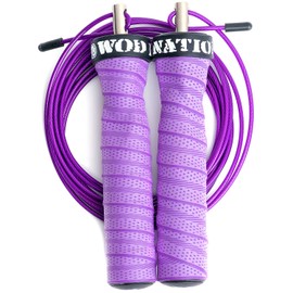 WOD Nation Attack Speed Jump Rope : Adjustable Jumping Ropes : Unique Two Cable Skipping Workout System : One Thick and One Light 11 Foot Cable : Perfect for Double Unders forCrossfit : Fits Men and Women