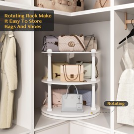 SULIVES, 360 Spinning Rotating Shoe Rack Tower, 2 Tier Lazy Susan Closet Organizer, Revolving Shoe Storage Organizer for Entryway, Hallway, Living Room (White)