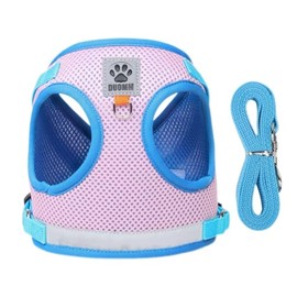 Cat Harness and Lead Set, Soft Mesh Harness for Cats, Escape Proof Cat Kitten Walking Vest, Adjustable Reflective Strips Vest Harnesses with Collar, for Small Cats Pets (Pink, S)