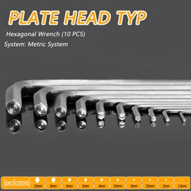 Bivethoi Set of 10 Allen Wrench Hex Key from 1.5 to 10 mm, L Shaped Spanner Set with Key Ring Metric Hexagon Wrench Repairing Tool