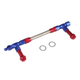 BARTOO Dual Feed Fuel Line Kit, Aluminum Alloy & Stainless Steel Braided 8 AN Dual Inlet Fuel Line Kit For Holley 4150 Carburetor, Red Blue