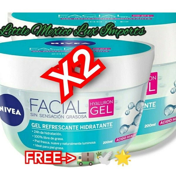 2 x 200ml Jar Nivea Cuidado Facial Hyaluron Gel Hydrating Facial Gel Acido Hialu