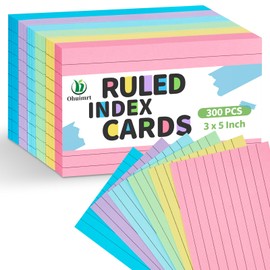 Ohuimrt 300 PCS Index Cards, 3 x 5 Inches Colored Flash Cards Bulk Ruled Lined Note Cards for Studying, School Office Supplies