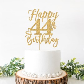 Decoración para tartas de cumpleaños 44, decoraciones de cumpleaños 44, saludos a 44 años, Hello 44, suministros para fiesta de cumpleaños 44, purpurina dorada