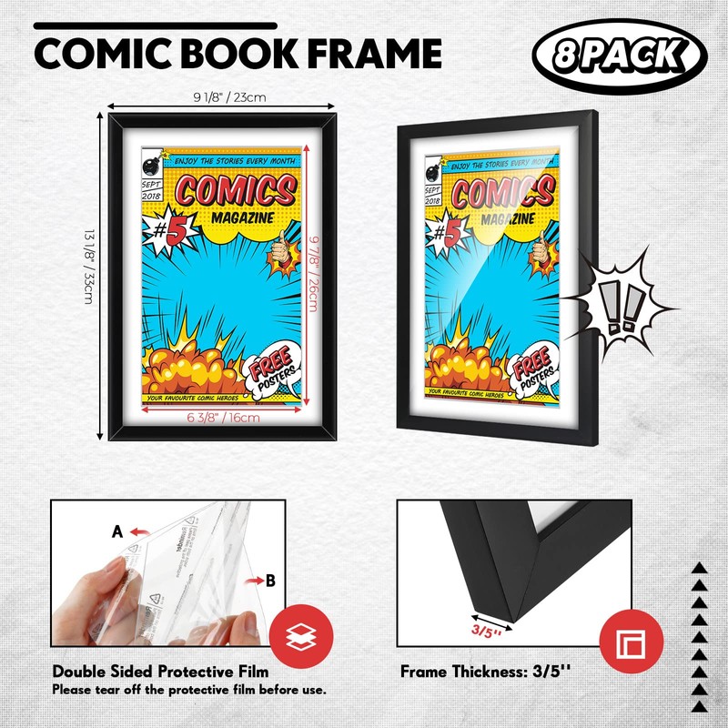 Geetery 8 Pack Comic Book Frame, UV Protection, Comic Picture