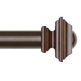 KAMANINA Bronze Curtain Rods for Windows 66 to 120 Inch, 1 Inch Heavy Duty Long Curtain Rod 32 to 120 (2.6-10 ft), Adjustable Single Drapery Rods with Square Finials