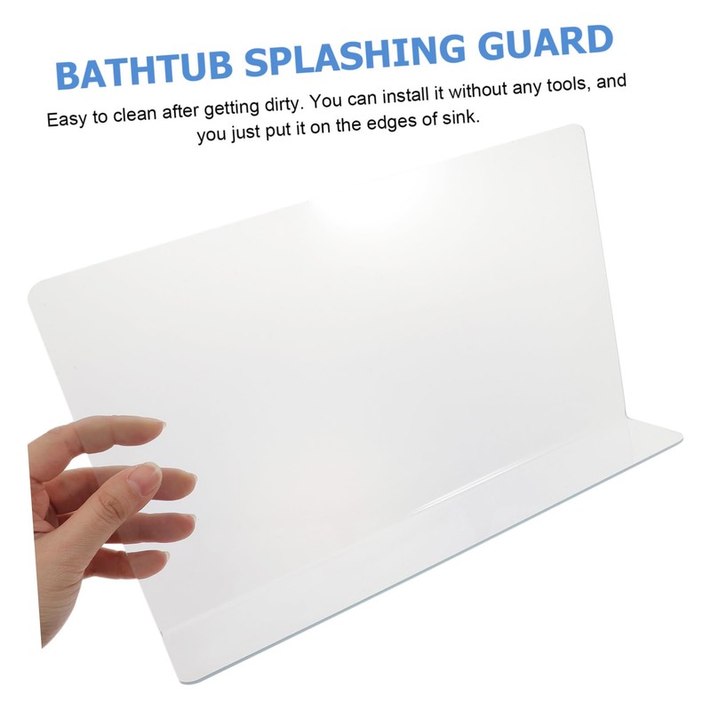 WOONEKY Bathtub Splash Guard Corner Spatter Preventer Kitchen Sink Splashing