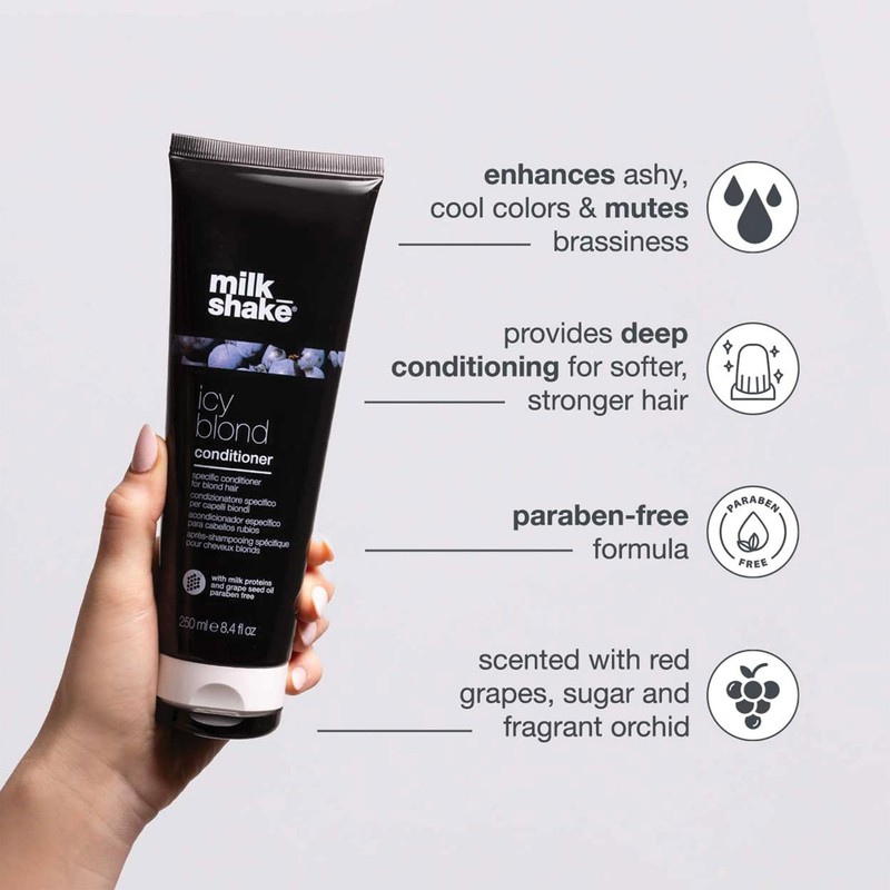 milk_shake Icy Blonde Conditioner 250 ml, Special Anti-Yellow Conditioner for
