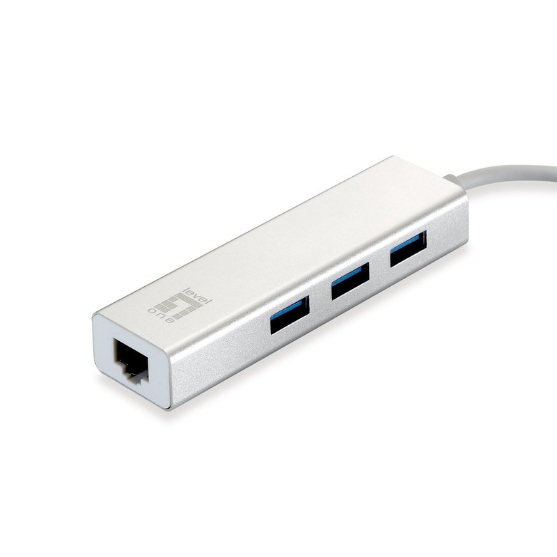 LevelOne USB-0503 Gigabit USB Network Adapter with USB Hub