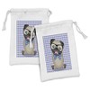 Ambesonne Pug Fabric Pouch Set of 2, Nerdy Glasses and