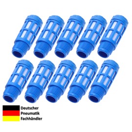 Pneumatic Silencer 1/4 Inch Plastic Set of 10 Industrial Quality (10, Plastic 1/4 Inch)