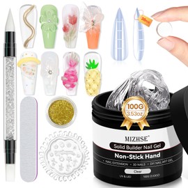 MIZHSE 100g Solid Builder Gel for Nails, Large Capacity Clear 3D Sculpting Gel Hard Gel for Nails, Non-sticky to Hands Building Gel Carving Gel Nail Extension Gel with Silicone 3D Mold Nail Art Salon
