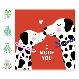 Lovely Dog Couple Love Card - I Woof You - Cute Valentine’s, Anniversary Greeting for Dog Lovers, Him, Her, Fur Dad and Mom, Wife, Husband, Girlfriend, Boyfriend, Pet Owners - Comes with Stickers