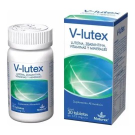 Naturex V-Lutex Luteína Zeaxantina Vitaminas Minerales 30 Cápsulas