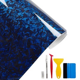 Forged Carbon Fiber Vinyl Wrap, High Gloss Car Wrap Vinyl Roll, Auto DIY Decal Film Sheet with Air Release Technology, Self-Adhesive Car Wrapping 1ft x 5ft:_Black