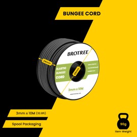 Brotree Rubber Cord Rubber Cord 3 mm x 10 m Elastic Thread Rubber Cord Expander Rope for DIY, Crafts, Jewellery, Bracelets, Necklaces, Tent, Backpack - Black