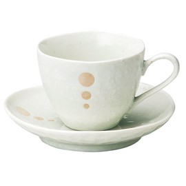 Soho Kiln 751-52-463 Coffee Cup, Dot, Cup & Saucer, White, Cup: φ3.3 x 2.6 inches (8.3 x 6.5 cm) (200 cc), Saucer: φ5.3 x 1.1 inches (13.5 x 2.7 cm)
