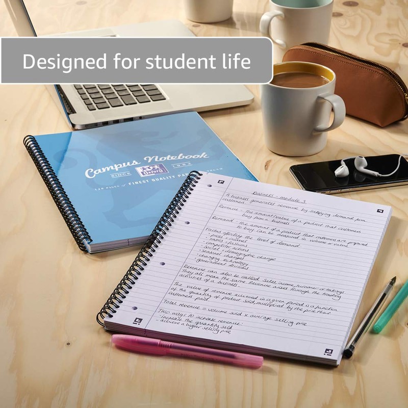 Oxford Campus, A5+ Card Cover, Pack of 3, Wirebound Notebook,