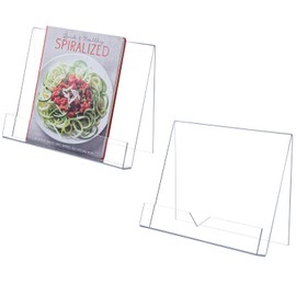 MyGift Modern 4 mm Premium Clear Acrylic Cookbook Holder, Recipe Book Stand, Magazine Display Rack, Set of 2