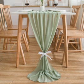 CHUQING Table Runner Green Chiffon Wedding Table Decoration Table Runner for Birthdays, Indoor and Outdoor Use, 70 x 300 cm, Washable