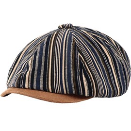 White Fang CA742 Striped Pattern Newsboy Hat, Cap, Hat, Running, Outdoors, Men's, Women's,, blue