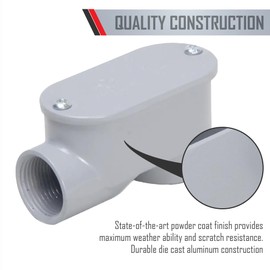 TayMac RSLB200 Threaded SLB Type Service Entrance Elbow, Die Cast Aluminum, Cover, 2-Inch,Gray