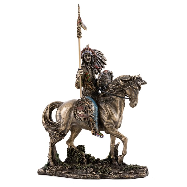 Top Collection Mandan Indian Chief Statue- Native American Sculpture in Premium Cold Cast Bronze- 7-Inch Collectible Tribe of the Great Plains Figurine